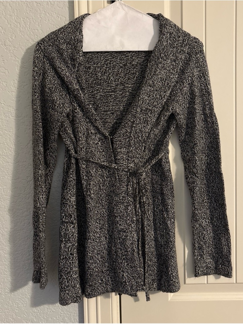 Gray Knit Wrap-Front Women's Maternity Cardigan